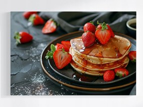 Vászonkép Canvas Konyha Étel Palacsinta Pancake Eper 120x80