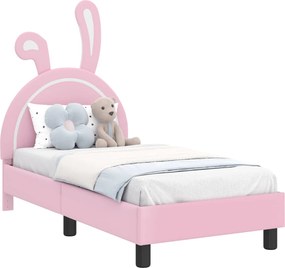vidaXL Gyerekágy keret fejtámlával Rózsaszín 70 x 140 cm PU
