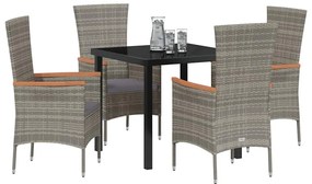 Kert étkező szett párnával 5 pcs Szürke Poli rattan