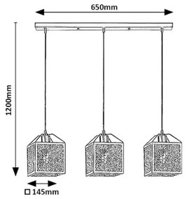 Rabalux 72219 - Csillár zsinóron SAMILO 3xE27/40W/230V fekete