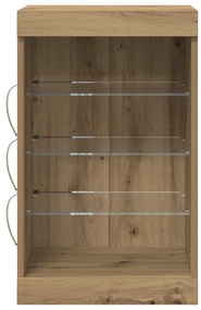 LED világítással ellátott oldalszekrény, kézműves tölgy 41x37x67 cm