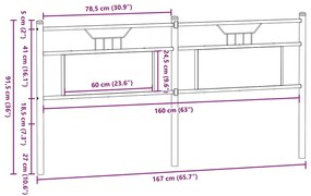 füstös tölgy színű szerelt fa és acél fejtámla 160 cm
