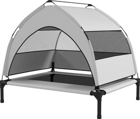 PawHut emelt kutyafekhely napellenzővel — Hűsítő fekvőhely kis- és közepes kutyáknak, acélváz, tárolótáska, 76 x 61 x 60 cm | Aosom