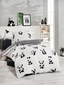 Panda egyszemélyes ágyneműhuzat garnitúra, fekete