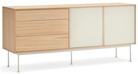 Yoko krémfehér komód tölgyfa dekorral, szélesség 180 cm - Teulat