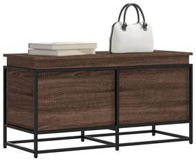 barna tölgy színű szerelt fa tárolóláda fedéllel 100x40x51,5 cm
