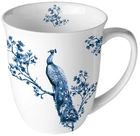 Porcelán bögre kék páva mintával 400 ml Royal peacock