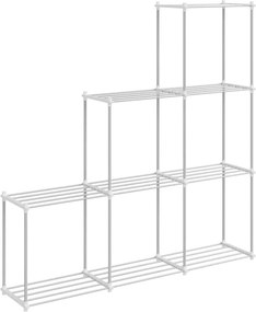 vidaXL Tubuláris polc tárolóval Fehér 129 x 27 x 132 cm Alumínium