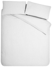 Fehér kétszemélyes-hosszabbított krepp ágyneműhuzat 230x220 cm Crinkle Seersucker – Catherine Lansfield