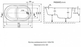Wivea 75x120 egyenes kád