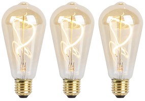 3 db-os készlet E27-es dimmelhető LED spirális izzó ST64 arany 4W 270lm 2100K