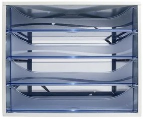 Irattároló, műanyag, 4 fiókos, EXACOMPTA Ecobox Linicolor, jégkék (EX228610D)
