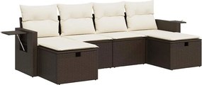 vidaXL 6 részes barna polyrattan kerti ülőgarnitúra párnával