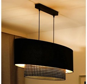Duolla - Csillár zsinóron DOUBLE OVAL RATTAN 2xE27/15W/230V fekete/rattan