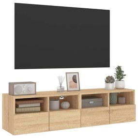 2 db sonoma tölgy színű szerelt fa fali TV-szekrény 60x30x30 cm