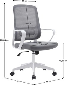 Irodai szék, szürke/fehér, SALOMO TYP 1