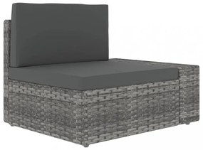 14 részes szürke polyrattan kerti ülőgarnitúra párnákkal