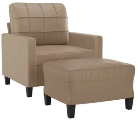 kávészínű műbőr kanapéfotel lábtartóval 60 cm