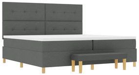 vidaXL Boxspring Ágy Matrac és Pad Sötét Szürke 200x200 cm Szövet