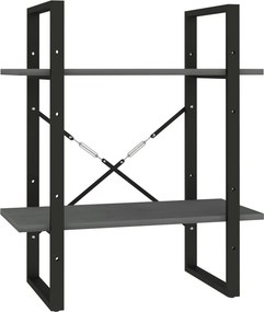 vidaXL kétszintes szürke tömör fenyőfa könyvszekrény 60 x 30 x 70 cm