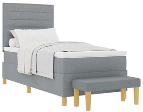 Boxspring ágy matraccal és padlóval Világosszürke 90x200 cm Szövet