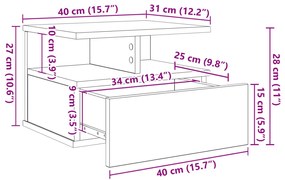 Falra Szerelhető Éjjeli Szekrények 2 db Régi fa 40x31x27 cm Reszelt Fa