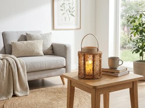 Lámpás flitterekkel NATUR GLAM 21 cm, természetes