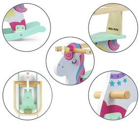 Fából készült hintaló háttámlával Milly Mally Lucky 12 Unicorn