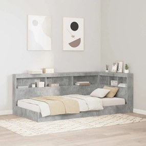 Tároló fejtámla polcokkal tárolóval Beton szürke 80 cm Faanyag