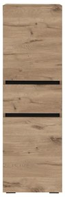 Natúr színű magas keskeny fürdőszoba szekrény tölgyfa dekorral 38x130 cm Wisla – Støraa