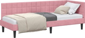 vidaXL Sarokágy keret fejtámlával Rózsaszín 80 cm x 200 cm Bársony
