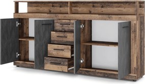 BLAGO komód 190 cm sötét tölgy/fekete