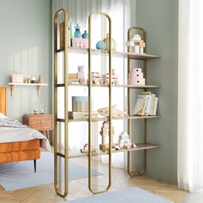 Aranyszínű polcos állvány borovi fenyő dekorral 125x180 cm Sierra – Kalune Design