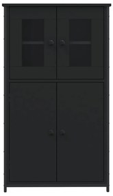 fekete szerelt fa magasszekrény 62 x 32 x 106,5 cm
