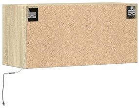 sonoma tölgy színű fali TV-szekrény LED-ekkel 80x31x35 cm