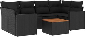 vidaXL 7 részes fekete polyrattan kerti ülőgarnitúra párnával