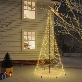 Meleg fehér 500 LED-es karácsonyfa fémoszloppal 3 m