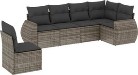 vidaXL 6 részes szürke polyrattan kerti ülőgarnitúra párnákkal