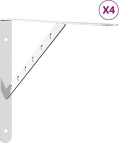 vidaXL 4 db ezüstszínű rozsdamentes acél polctartó 40 x 2,5 x 25 cm