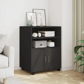 fekete szerelt fa kerekes szekrény 60 x 48 x 81 cm