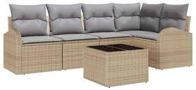 vidaXL Kanapé Szett párnával 6 pcs Bézs Poliészter