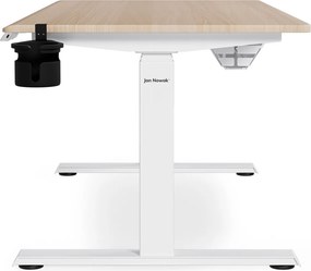 Elektromos, állítható magasságú, ergonomikus, fehér/sonoma tölgy íróasztal,1400x700 mm: ARIA