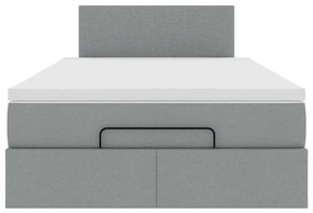Ottomán ágy matraccal világosszürke 120x190 cm szövet