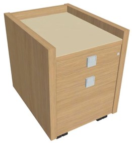Verno mobil konténer 47 x 60 cm üveggel, 2 fiók, világos tölgy / vanília