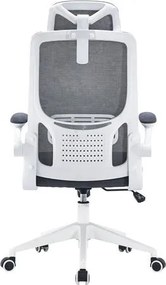 Irodai forgószék, szürke hálós háttámla, szürke szövetborítás, fehér műanyag váz és lábkererszt, Mulberry (BBSZV439)