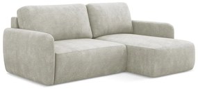 Krémszínű zsenília kinyitható-tárolóhelyes sarokkanapé (jobb oldali-heverő résszel) Lilo – Makamii