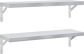 vidaXL 2 db ezüstszínű rozsdamentes acél fali polc 75 x 23,5 cm