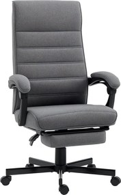 Vinsetto Dönthető Irodai Szék Forgószék Állítható Magassággal, Kihúzható Lábpihenővel és Karfákkal - Terhelhetőség 120 kg Szürke | Aosom