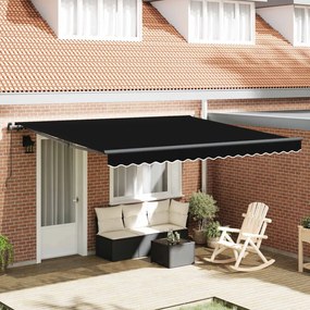 Behúzható napellenző Fekete 400 × 300 cm Poliészter és acél