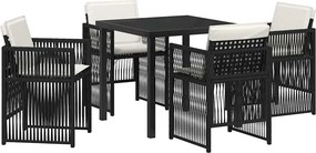 vidaXL Kert étkező szett 5 pcs Fekete Porszórt acél